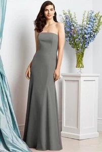 Dessy 2935... Vestido largo, sin tirantes, estilo sirena... gris... talla 18... nuevo con etiquetas - Imagen 1 de 6