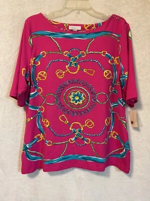 NWT Charter Club Blouse Women's Size PXL Punk Multicolor Short Sleeve - Image 1 of 4
