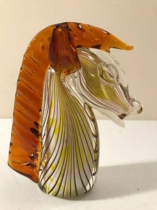 FIFTH AVENUE KUNST GLAS WIRBEL SEEPFERDCHENKOPF HERVORRAGENDER ZUSTAND 8,5" GROSS SEEPFERDCHEN GELB  - Bild 1 von 5