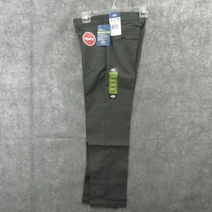 Dickies Boys Flex Pants 12 Olive Green Slim Fit Tapered Leg Wrinkle Resist New - Picture 1 of 15