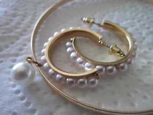 Armreif gold Perlen +  Creolen Perlen  Stecker  sehr schön - Bild 1 von 3