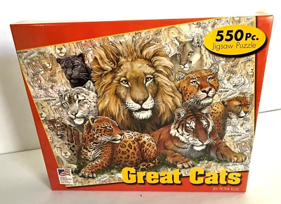 GREAT CATS Peter Kull 550 Pc Jigsaw Puzzle Great American Factory NEW SEALED - Image 1 of 4