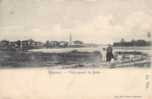 Postal ECUADOR: Guayaquil, Vista general de Daule, Foto en blanco y negro 1900 UDB - Imagen 1 de 2