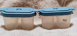 Tupperware Salsa Aderezo Para Ensaladas EMBALAJE ORIGINAL 2253 Duo Picnic Top Azul Teal x2 - Imagen 1 de 4