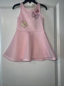 Hannah Banana Girls Size 3T Pink Fit And Flare Dress With Butterfly Appliqués - Picture 1 of 9