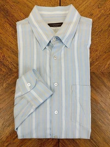 Canali Hemd Herren Extra Large grau blau gestreift Knopfleiste runde Manschette - Bild 1 von 13