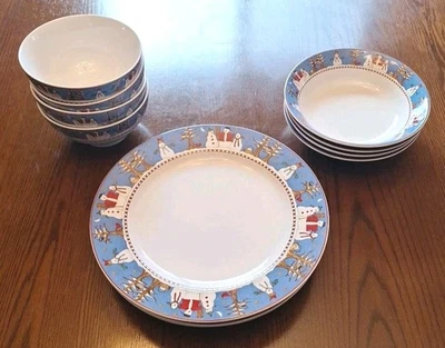  Platos de cena Sakura muñeco de nieve Debbie Mumm - 8 cuencos/4 platos de cena Foto 1 de 4