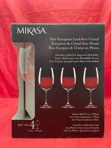 NUEVO EN CAJA Mikasa x 4 25 oz enrejado vino tinto vasos de cristal sin plomo retirados - Imagen 1 de 5