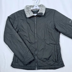Columbia Interchange Jacket Womens Medium Black Quilted Faux Fur Collar Full Zip - Picture 1 of 10
