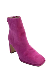 Sam Edelman Womens Side Zippered Square Toe Heeled Ankle Boots Pink Size 8 - Picture 1 of 5