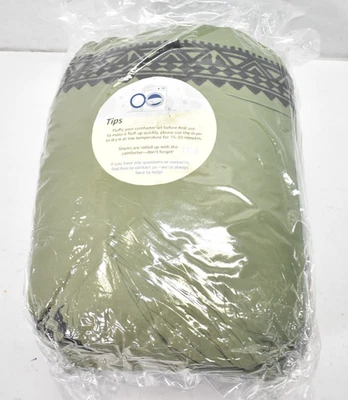 Ropa de cama edredón California King verde oliva/rayas negro/verde 108x92 Foto 1 de 4