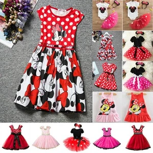 Toddler Girls Kids Minnie Mouse Dress Birthday Party Princess Tulle MIni Dress - Picture 1 of 23
