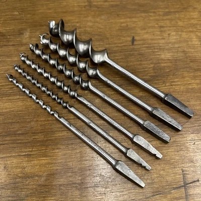 Vintage Gilpin ‘Wedges Mills’ Patent Auger Drill Bit Set Of 6 - Nice Set - Image 1 of 4