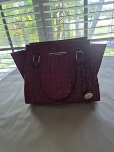 Brahmin Mini Priscilla Satchel - Fuchsia La Scala-Excellent Condition (No Strap) - Picture 1 of 19