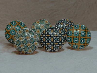 Multi coloured ceramic knobs Moroccan style ceramic cabinet knobs drawer handle - Image 1 of 4