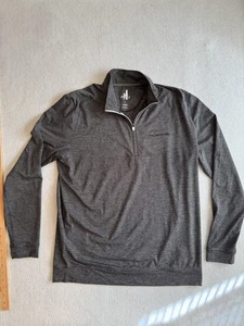 Johnnie O 1/4 Zip Long Sleeve VAUGHN Shirt Mens Large Black Gray Stripe - Picture 1 of 11