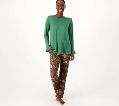 Stan Herman Women's Sleepwear Sz S Luxe Sweater Knit Crew Neck Top Green A518608 - Image 1 of 4