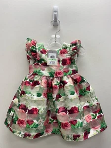 SIZE 18M Red/White Green Flowers Sleeveless Girl's 2pc Dress - Picture 1 of 2