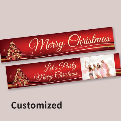  Christmas Party Xmas Tree Decor Decorations Party Banner PERSONALISED Holly Foto 1 de 4