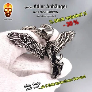 1 großer Adler Anhänger Panzerkette Edelstahl Herren Biker Adlerkopf Skull Ring  - Bild 1 von 7