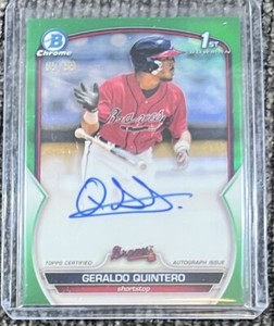 2023 Bowman Chrome Prospect Autographs Green #CPAGQ Geraldo Quintero RC Auto /99
