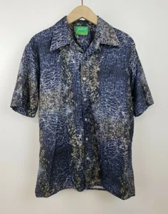Vintage 70s Joe Namath Arrow Abstract Leaf Print Short Sleeve Disco Shirt Gr. L - Bild 1 von 11