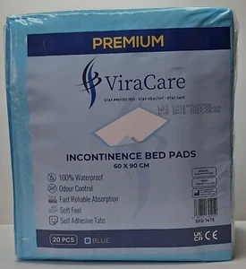 1 pack of 20 Disposable Incontinence Bed Pads 60 x 90 cm. Blue, soft feel. - Picture 1 of 1