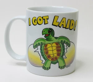 Taza Tybee Island I Got Laid Tortuga Humorosa Café Té Huevo agrietado - Imagen 1 de 8