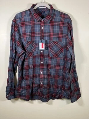 Camisa a Cuadros Nordstrom Good Man Brand Hombre Botón Rojo Negro Gris XL NUEVA CON ETIQUETAS Foto 1 de 4