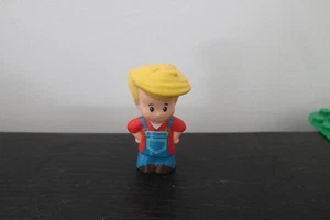 Fisher Price Little People Figure FARMER Blonde Boy Man Blue Overalls Red EDDIE - Picture 1 of 2