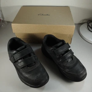 Clarks Boys Black School Shoes Size 11F Childrens Kids Boxed 11 F - Picture 1 of 7