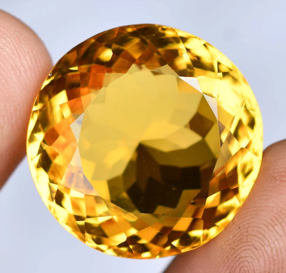 46.00 Ct Flawless Natural Mexico Yellow Opal Certified Round Cut Loose Gemstone - Image 1 of 4