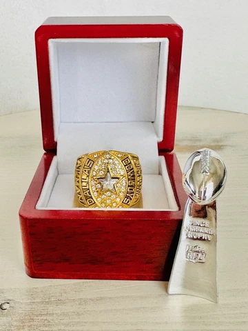 1992 Dallas Cowboys Championship Ring W Box + Trophy, Aikman, US SHIP Cover