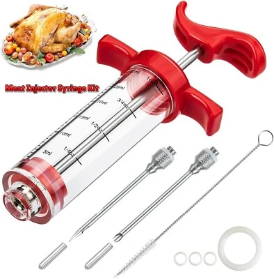 Kit de jeringa inyectora de carne, inyector de adobo de 1 oz con 2 agujas para barbacoa Foto 1 de 4