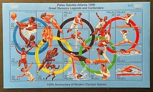 PALAU 1996 ATLANTA SUMMER OLYMPICS STAMPS SHEET OF 20 MNH SPORTS SWIMMING TRACK - Picture 1 of 1