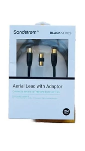 SANDSTROM AERIAL LEAD WITH ADAPTOR 2M BLACK SERIES. - Picture 1 of 2