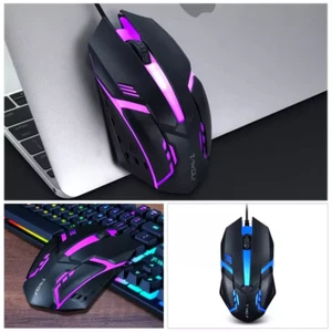 Computer Maus PC kabelgebunden USB Gaming Gamer LED RGB 1200 DPI schwarz - Bild 1 von 4