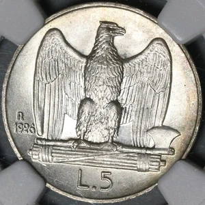 1926 NGC MS 64 Italy 5 Lire Eagle Silver Mint State Key Coin (21030102C) - Picture 1 of 7