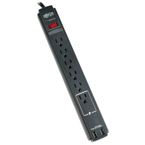 6FT Tripp Lite 6 Outlet Surge Protector - Black - Image 1 of 4