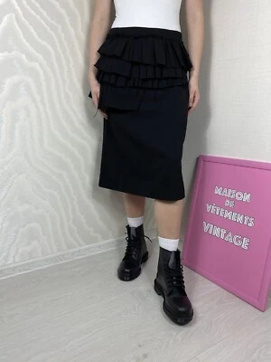Marni Skirt Ruffle Pleated Vintage Black Italy Middle A Line Wool Size L - Image 1 of 4