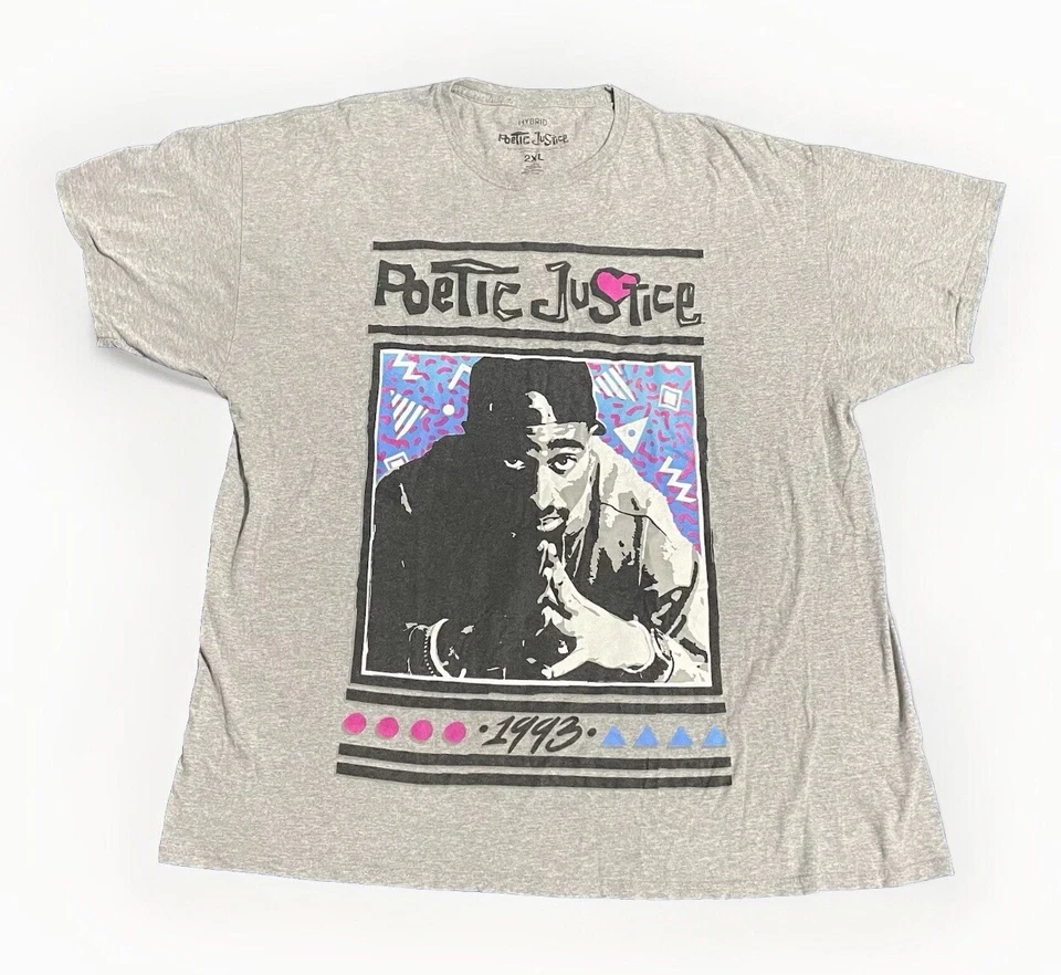 Camiseta gris manga corta con estampado gráfico Poetic Justice 2 Pac 1993 para hombre 2XL Foto 1 de 4