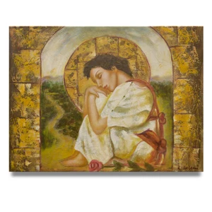 Arte de Nueva York - Retrato de la Madre María 12x16 pintura al óleo original sobre lienzo - a la venta - Imagen 1 de 3