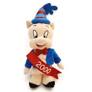 Vintage Looney Tunes Porky Pig 9" Beanbag Plush New Years 2000 Warner Bros Y2K - Picture 1 of 9