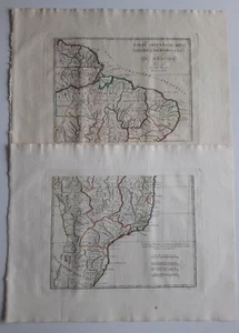 1819 Borghi 2 Mappe Parte Orientale America Meridionale Brasile Brasil Mapa Map - Foto 1 di 4