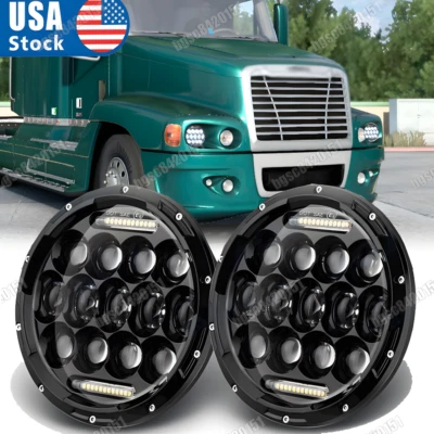 7inch Round LED Headlights Hi/Lo Beam Light Pair For Freightliner Century Class - Image 1 of 4