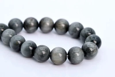 Cuentas sueltas redondas de 7 mm de crisoberilo gris natural genuino ojo de gato AA 7" Foto 1 de 3