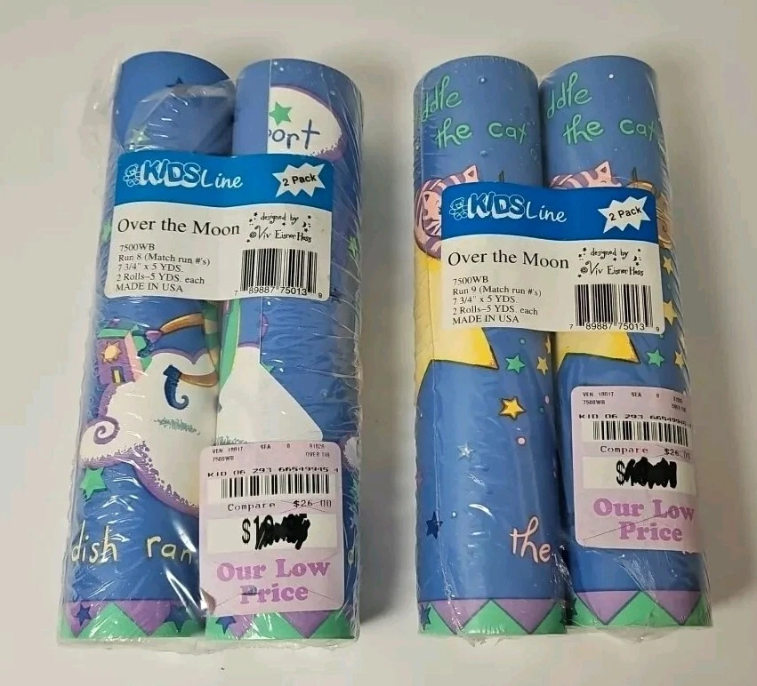 Новый лот из Четырех Винтажных Детских Обоев Line Over The Moon Граница Viv Eisner Hess - Изображение 1 из 4