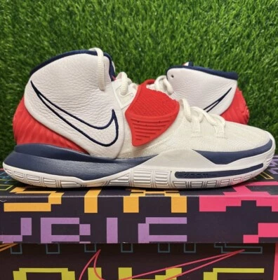 Nike Kyrie 6 USA 2020 White Blue Red Size 8 Sneakers w/ Box BQ4630-102 - Image 1 of 4