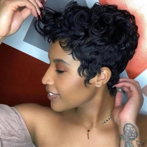 Pixie Cut Black Curly Wigs Short Natural Hair Fashion Wigs Party for Black Women - Picture 1 of 11