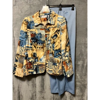 Alfred Dunner Petite новый с Ярлыками Romance куртка брюки комплект размер 12/14 короткий синий бежевый - Изображение 1 из 4